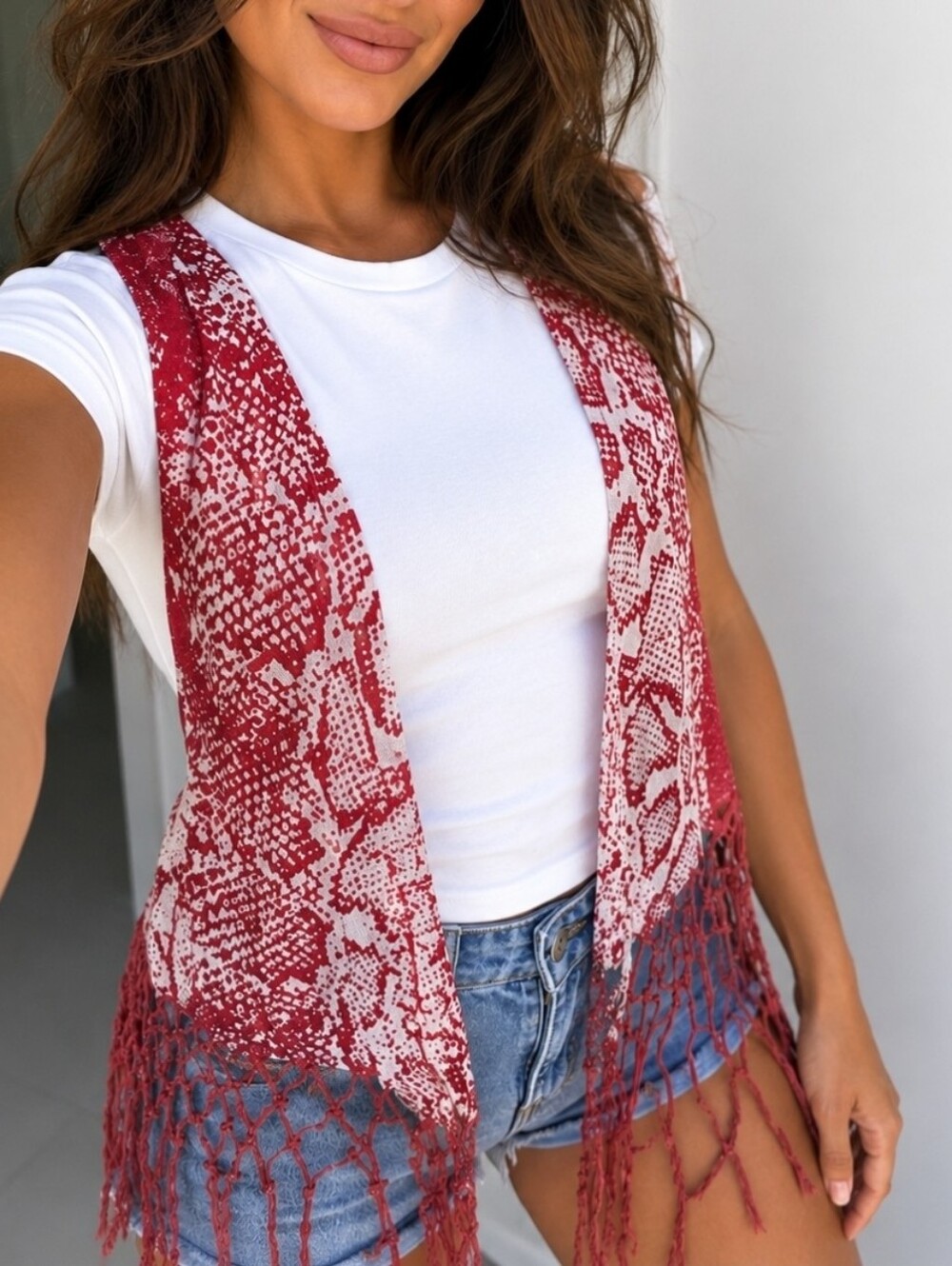 RVCA Fringe Vest Snake Print size XS/S